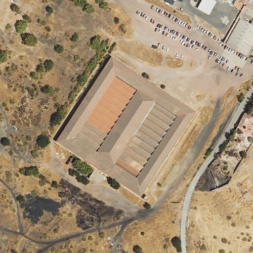 Vista aérea de Almacén Central, lugar abandonado en Peñarroya-Pueblonuevo (Córdoba)