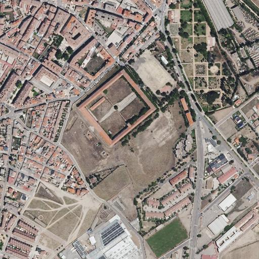 Vista aérea de Cuartel General Marqués de la Ensenada, lugar abandonado en Medina del Campo (Valladolid)